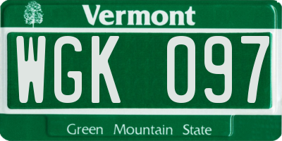 VT license plate WGK097