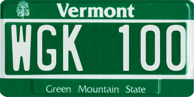 VT license plate WGK100