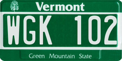 VT license plate WGK102