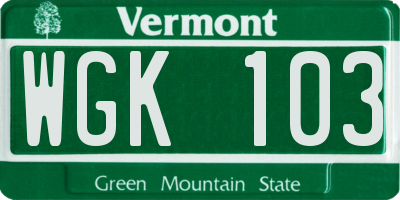 VT license plate WGK103