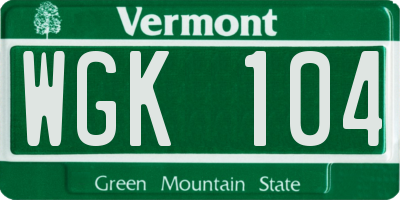 VT license plate WGK104