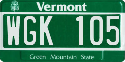 VT license plate WGK105