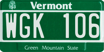 VT license plate WGK106