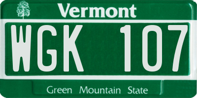 VT license plate WGK107