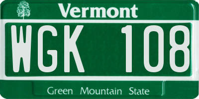 VT license plate WGK108