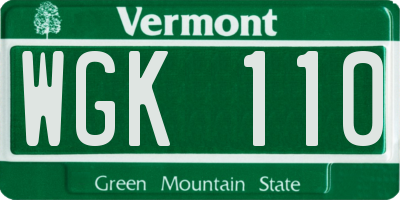 VT license plate WGK110
