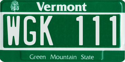 VT license plate WGK111
