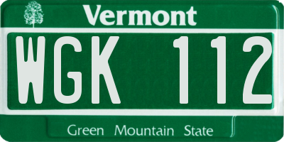 VT license plate WGK112