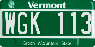 VT license plate WGK113