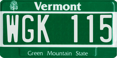 VT license plate WGK115
