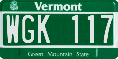 VT license plate WGK117
