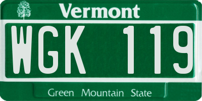 VT license plate WGK119