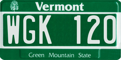 VT license plate WGK120