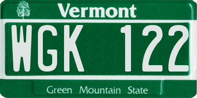 VT license plate WGK122