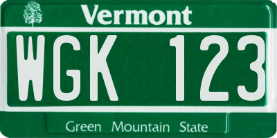 VT license plate WGK123