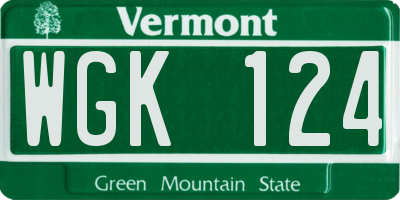 VT license plate WGK124