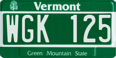 VT license plate WGK125