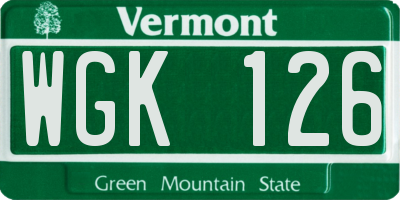 VT license plate WGK126