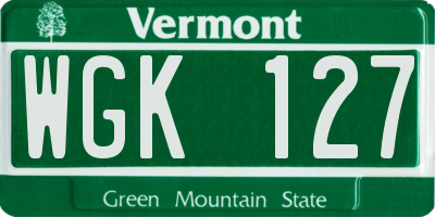 VT license plate WGK127