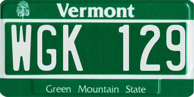 VT license plate WGK129