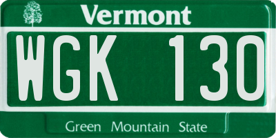 VT license plate WGK130