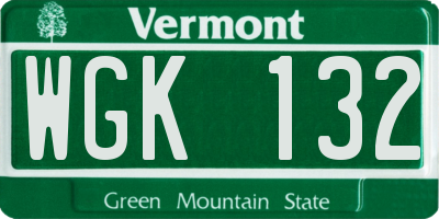VT license plate WGK132