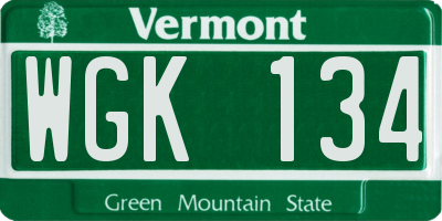 VT license plate WGK134