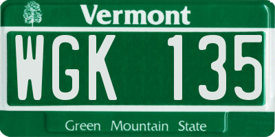 VT license plate WGK135