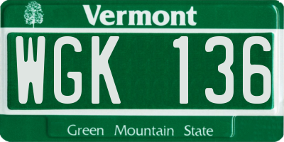 VT license plate WGK136