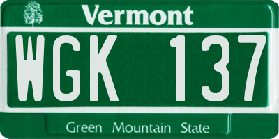 VT license plate WGK137