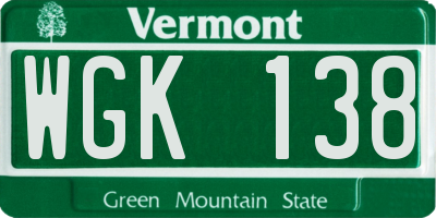 VT license plate WGK138