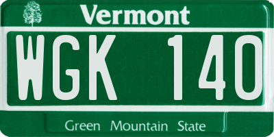 VT license plate WGK140