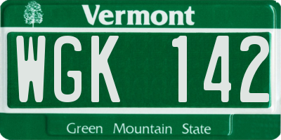 VT license plate WGK142