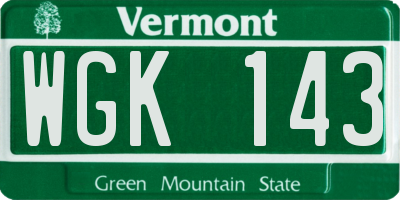 VT license plate WGK143