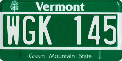VT license plate WGK145