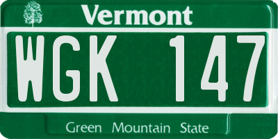 VT license plate WGK147