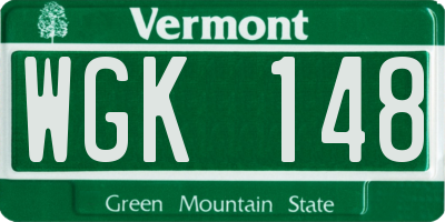 VT license plate WGK148