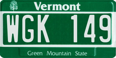 VT license plate WGK149