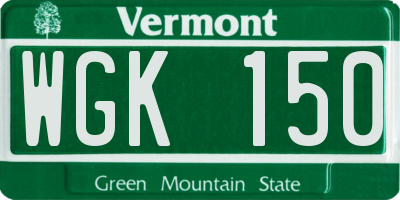 VT license plate WGK150