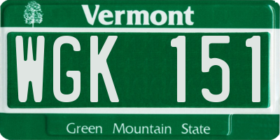 VT license plate WGK151