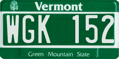 VT license plate WGK152