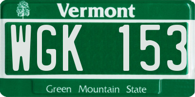 VT license plate WGK153