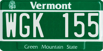 VT license plate WGK155
