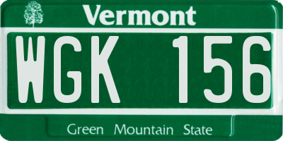 VT license plate WGK156