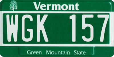 VT license plate WGK157