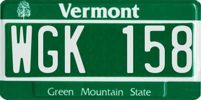 VT license plate WGK158