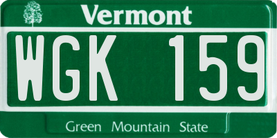 VT license plate WGK159