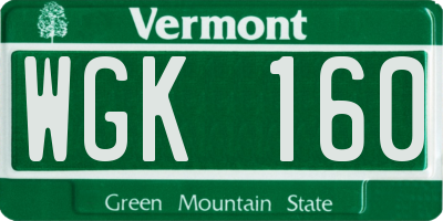 VT license plate WGK160