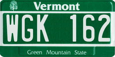 VT license plate WGK162
