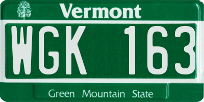 VT license plate WGK163